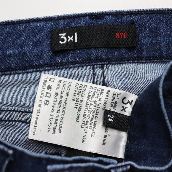 3x1 High Rise Ankle Crop Raw Hem Skinny Jeans Sally Medium Wash‎ Cotton Blend 24 - Picture 4 of 10